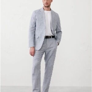 Banana Republic TAILORED-FIT LINEN-BLEND GLEN PLAID SUIT TROUSER MAKE AN OFFER